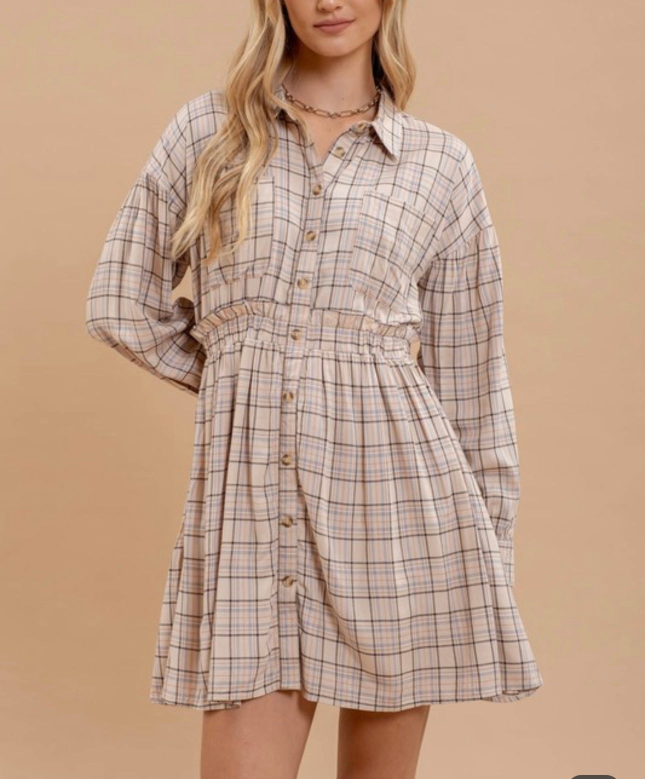 PLAID BUTTON UP DRESS