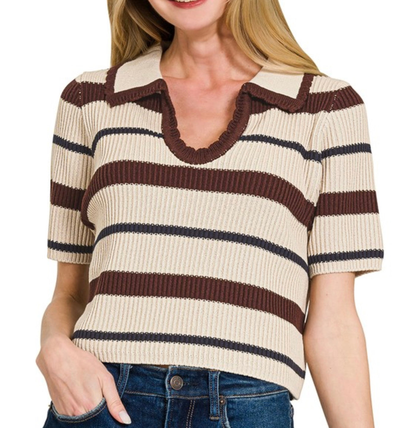 Collared Cropped Sweater
