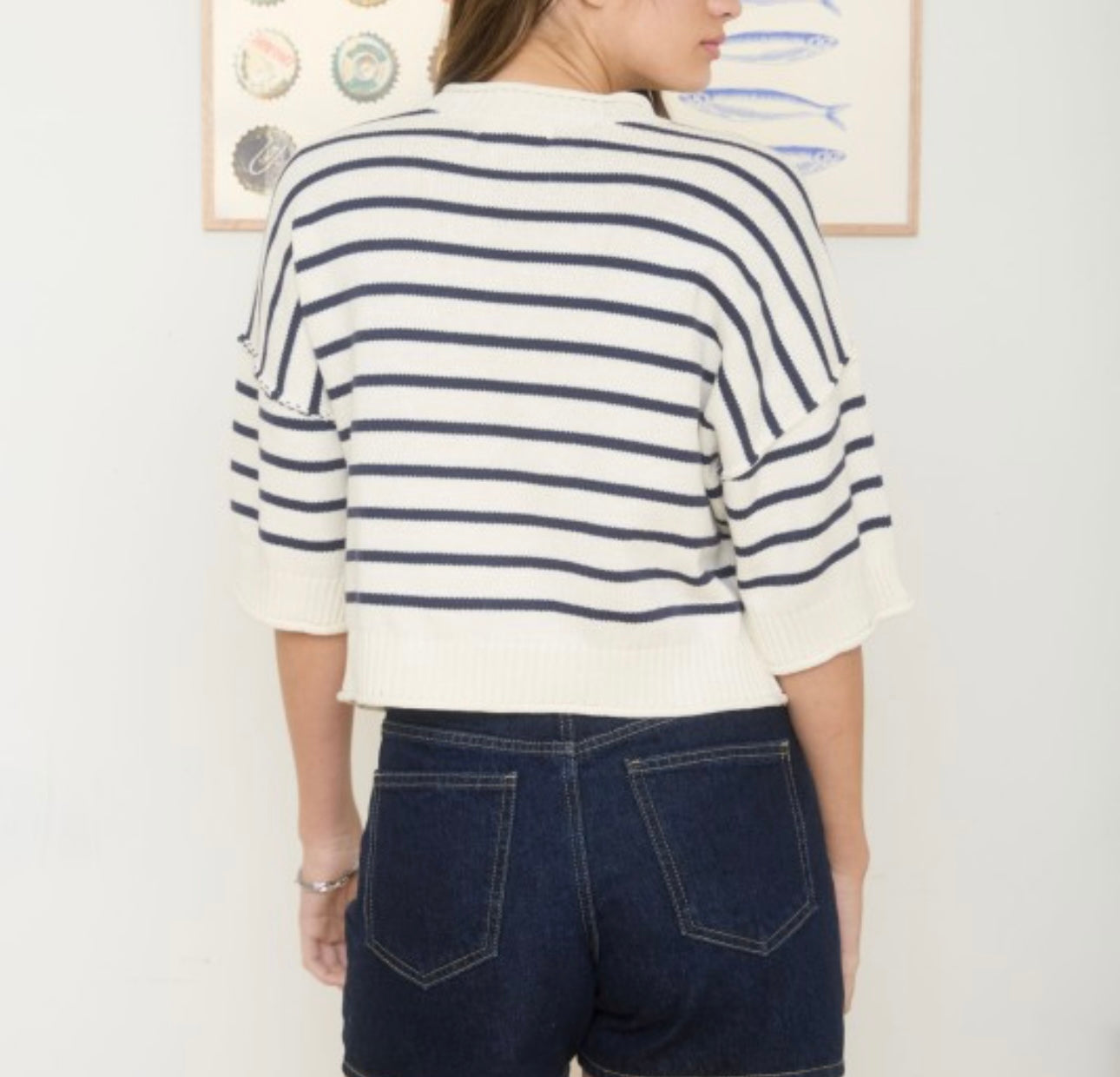 Navy and White Top