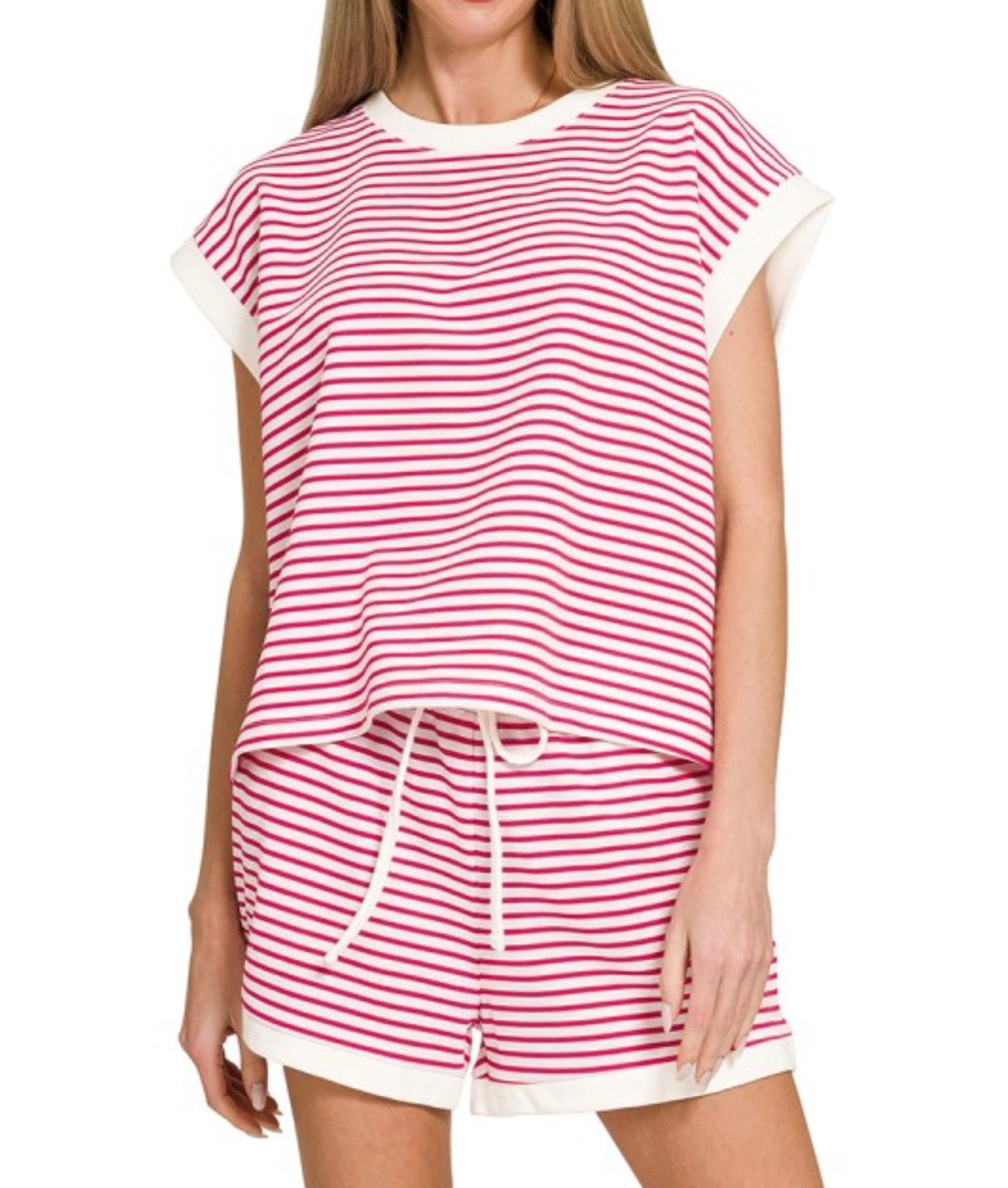 Pink and White Short Set