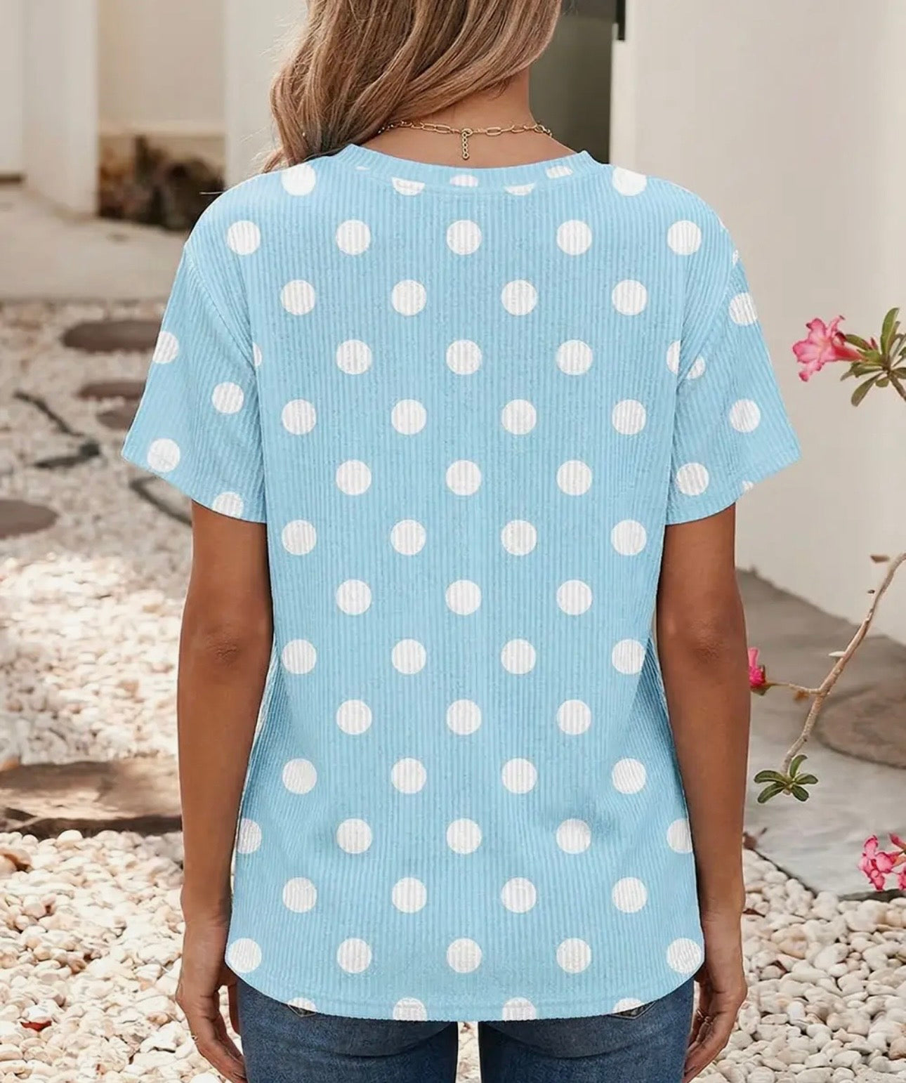 Blue Polka Dot Top