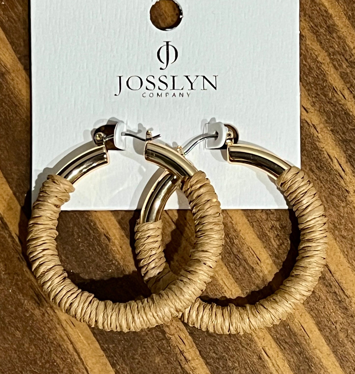 Gold Hemp Rope Wrapped Hoop Earrings