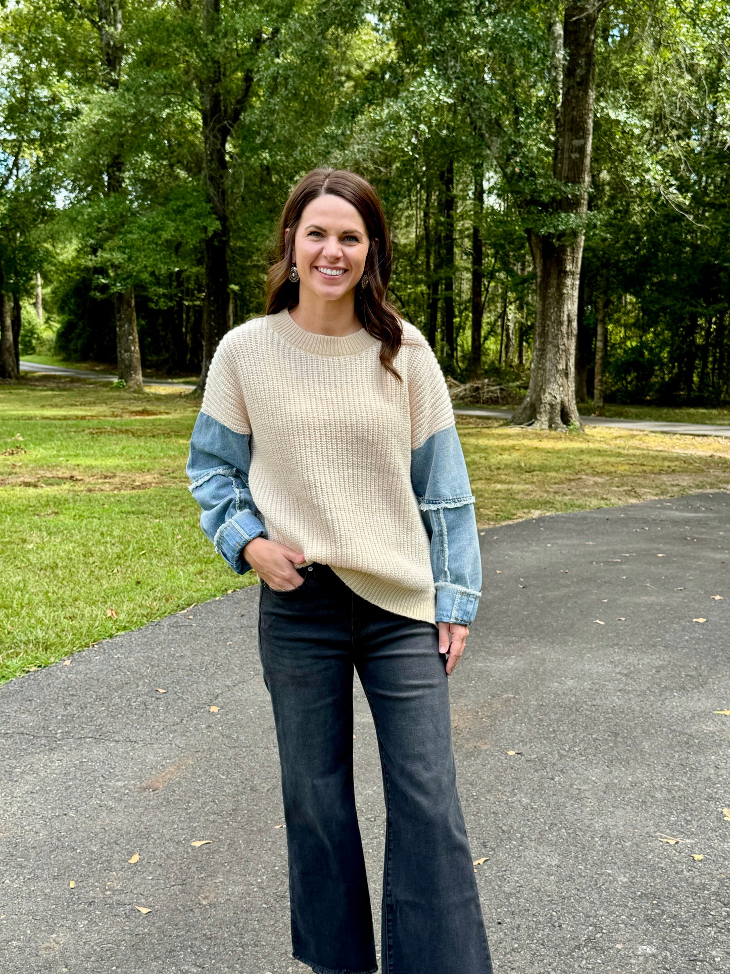 Contrast Denim Sleeve