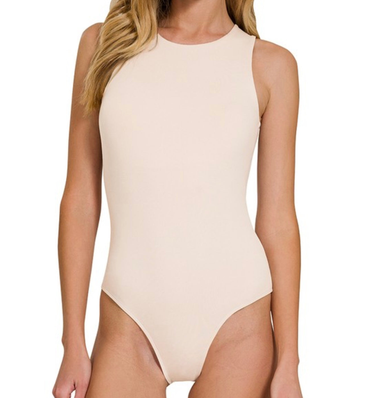 BOAT NECK SLEEVELESS PADDED BODYSUIT