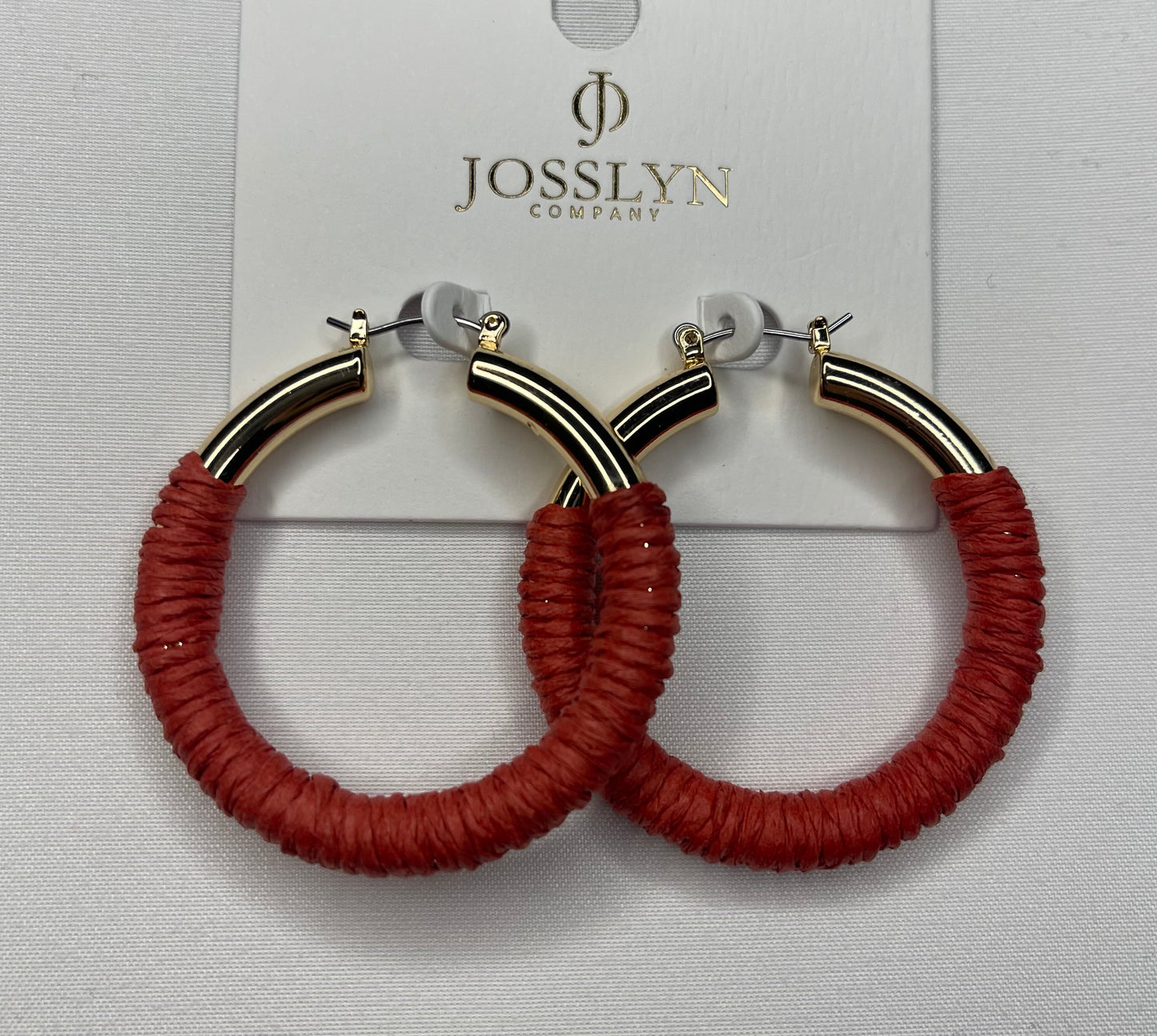 Gold Hemp Rope Wrapped Hoop Earrings