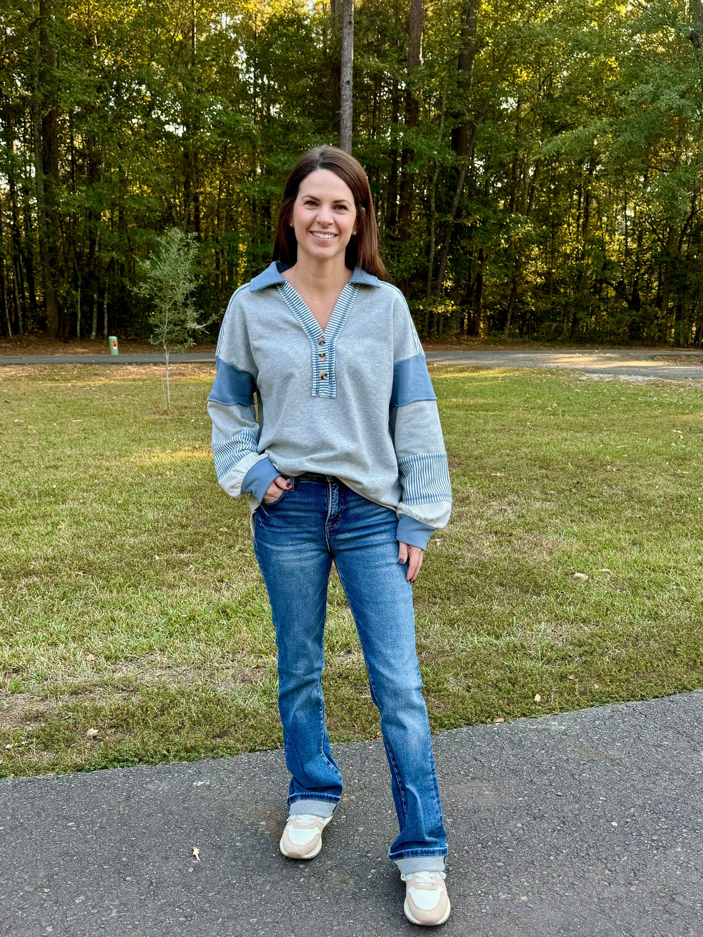 Blue and Gray Top