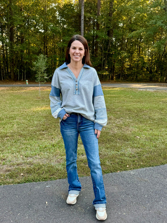 Blue and Gray Top