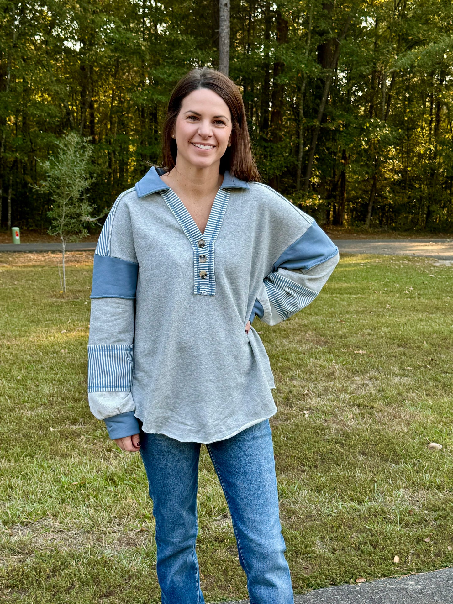 Blue and Gray Top