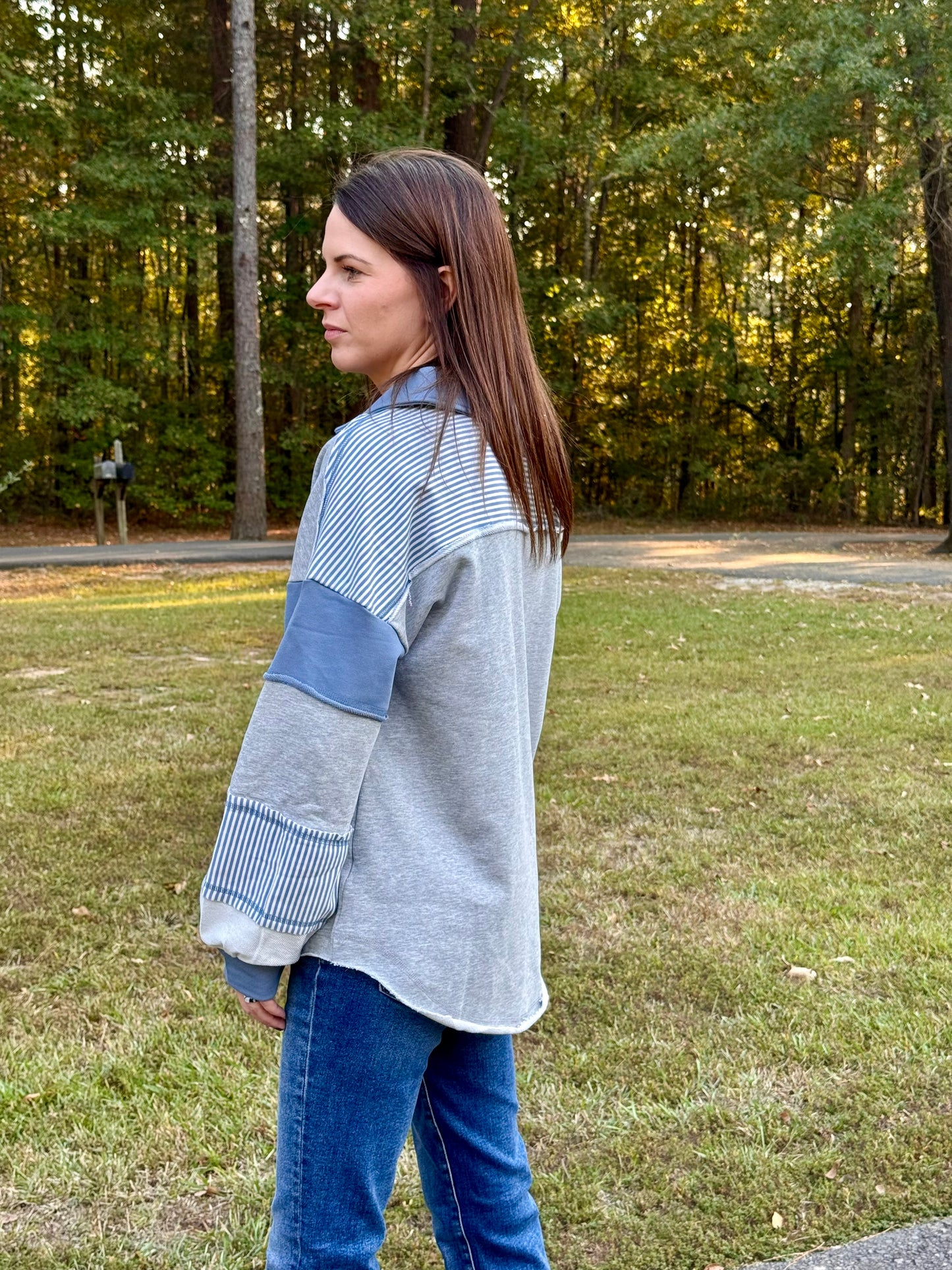 Blue and Gray Top