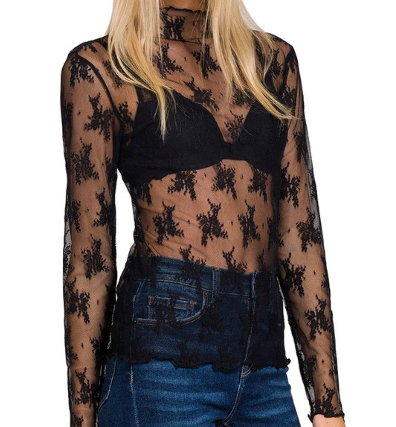 Lace See-Through Layering Top