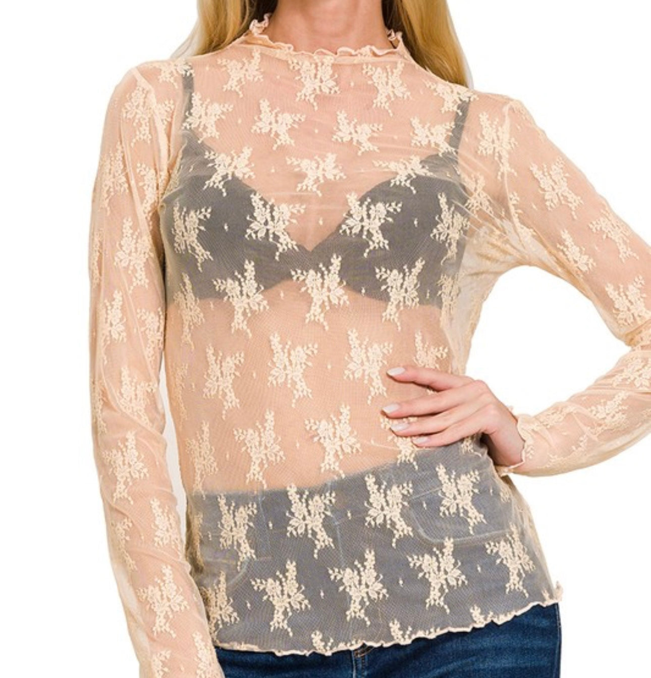 Lace See-Through Layering Top