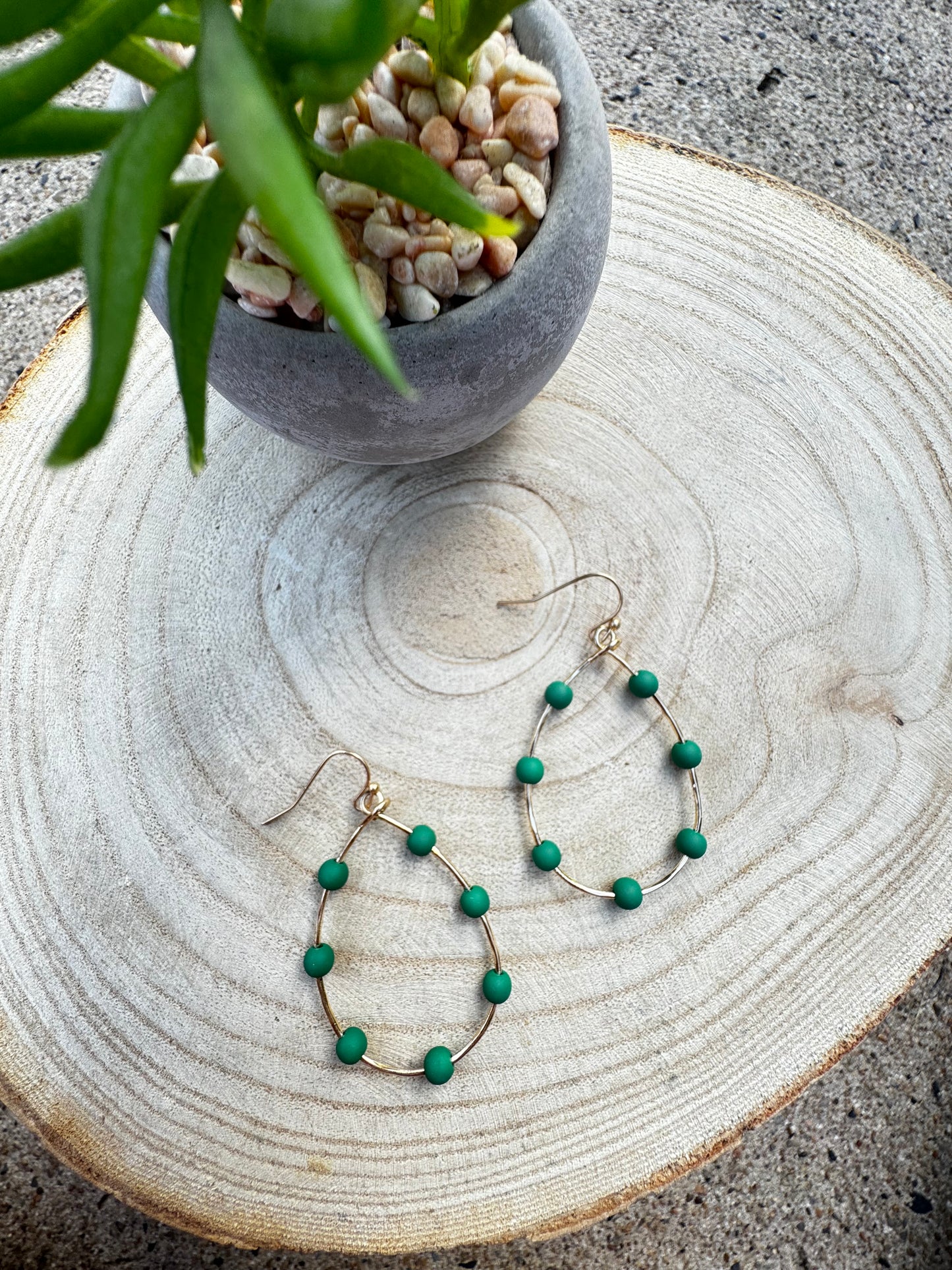 Green Beaded Hoop