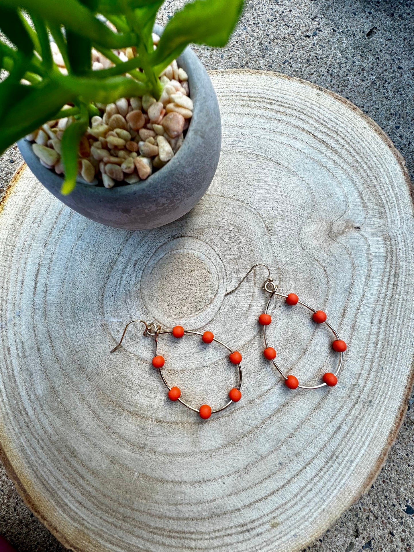 Orange Beaded Hoop