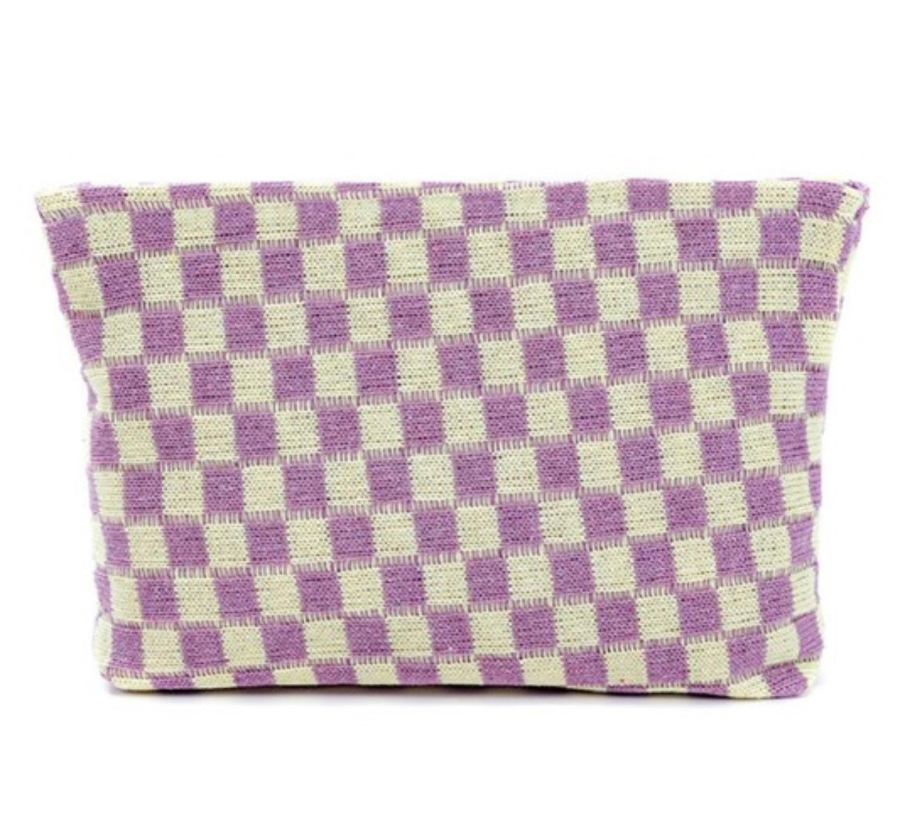 CHECKERED COSMETIC MAKEUP POUCH CLUTCH BAG