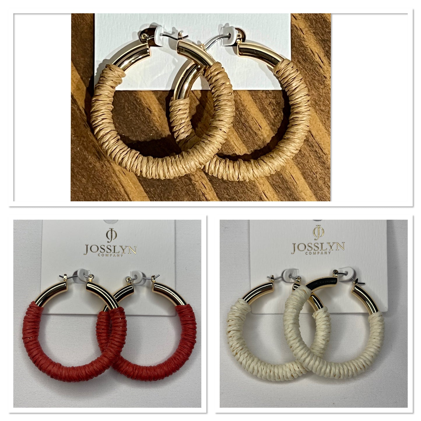 Gold Hemp Rope Wrapped Hoop Earrings