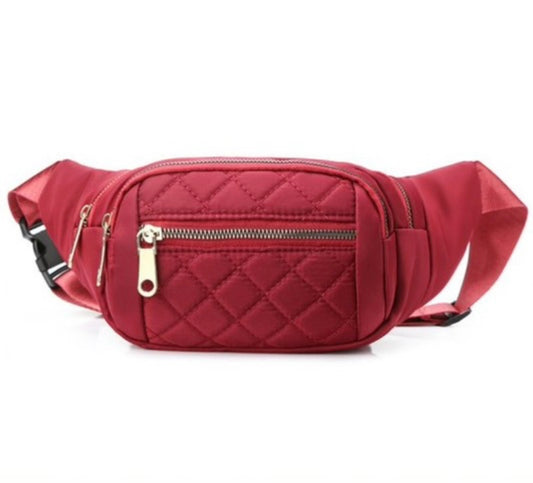 QUILTED MULTI POCKET WAIST BELT BAG