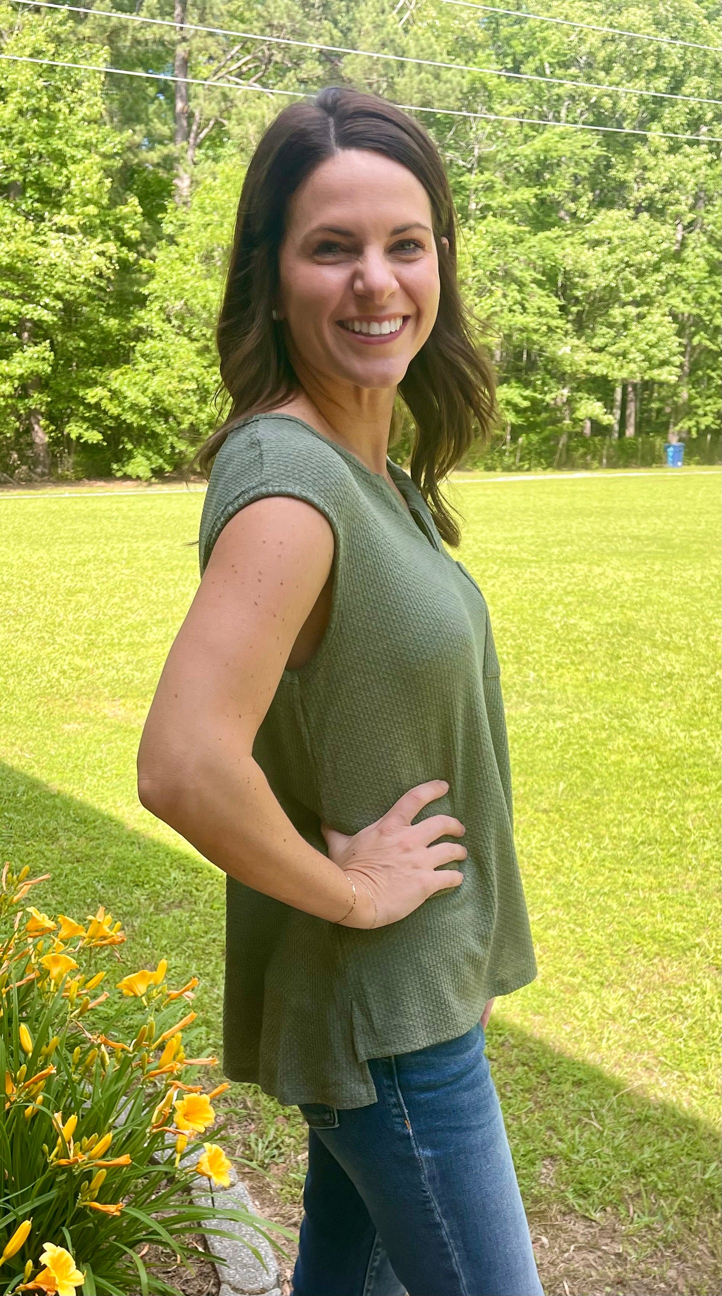 Olive Sleeveless Top