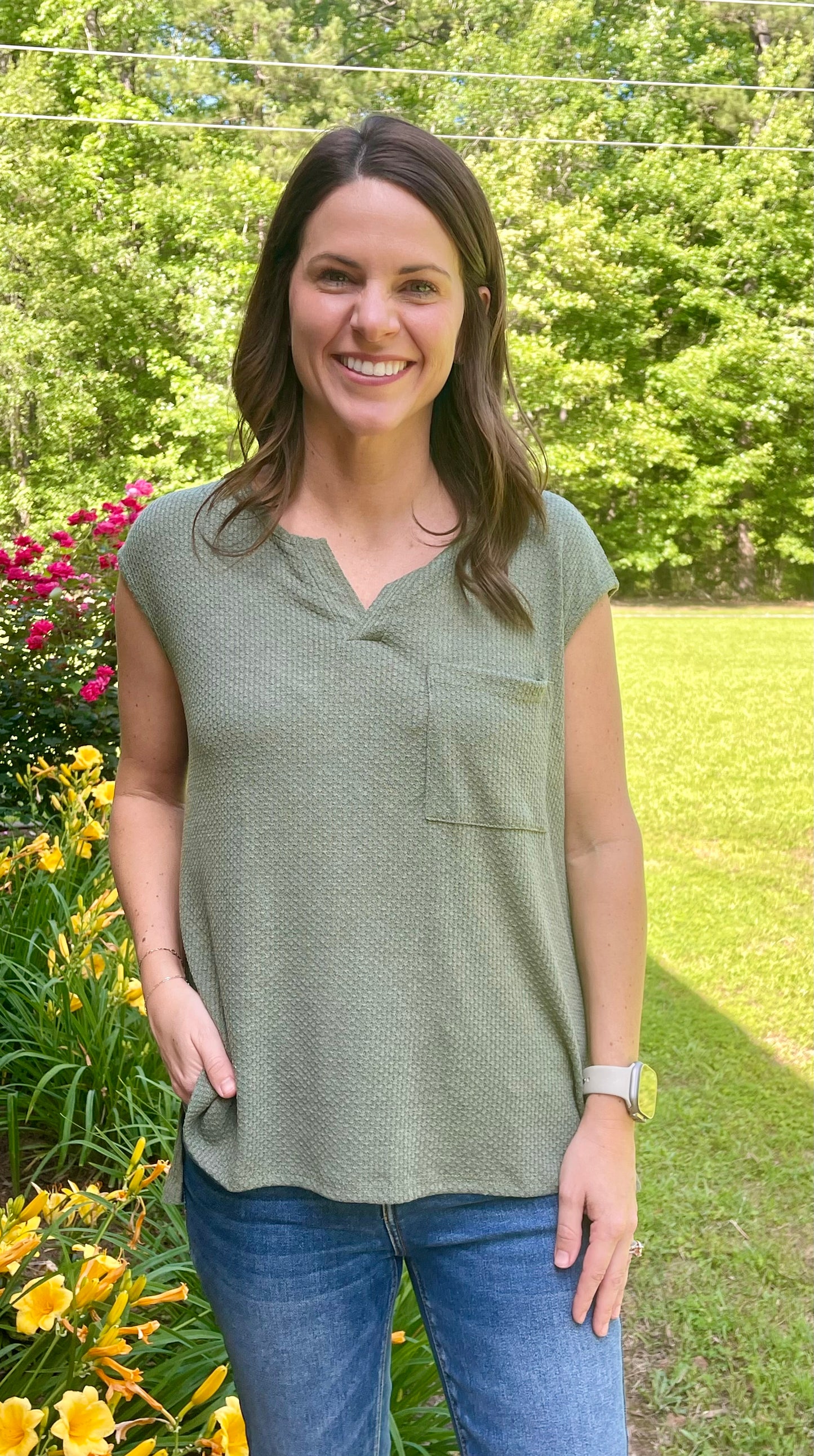 Olive Sleeveless Top