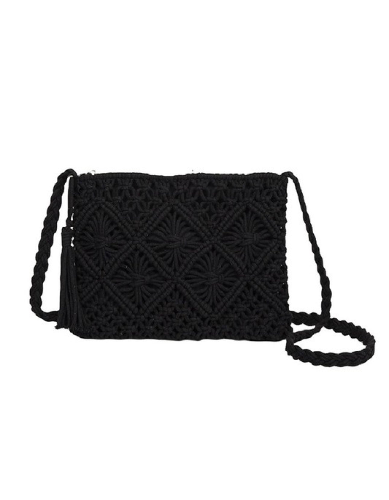 Woven Tassel Crochet Shoulder Bag