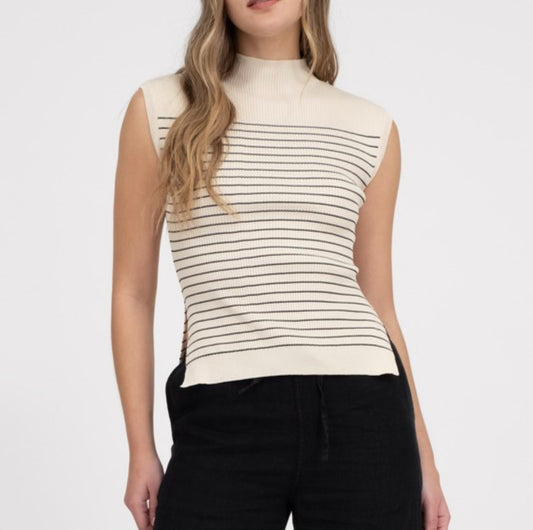 Striped Mock Neck