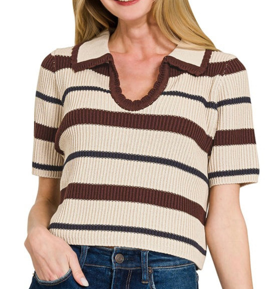 Collared Cropped Sweater