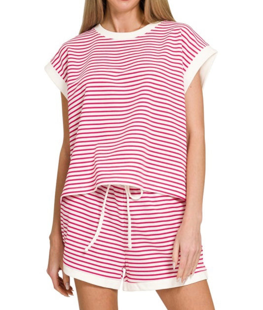 Pink and White Short Set