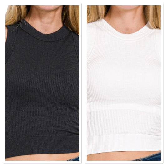 Cropped Tank Top w/Bra