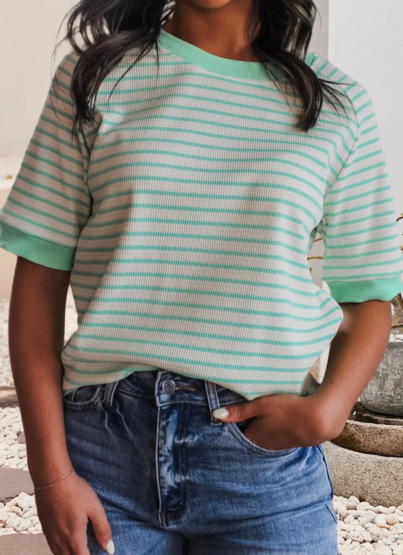 Mint Stripe Top